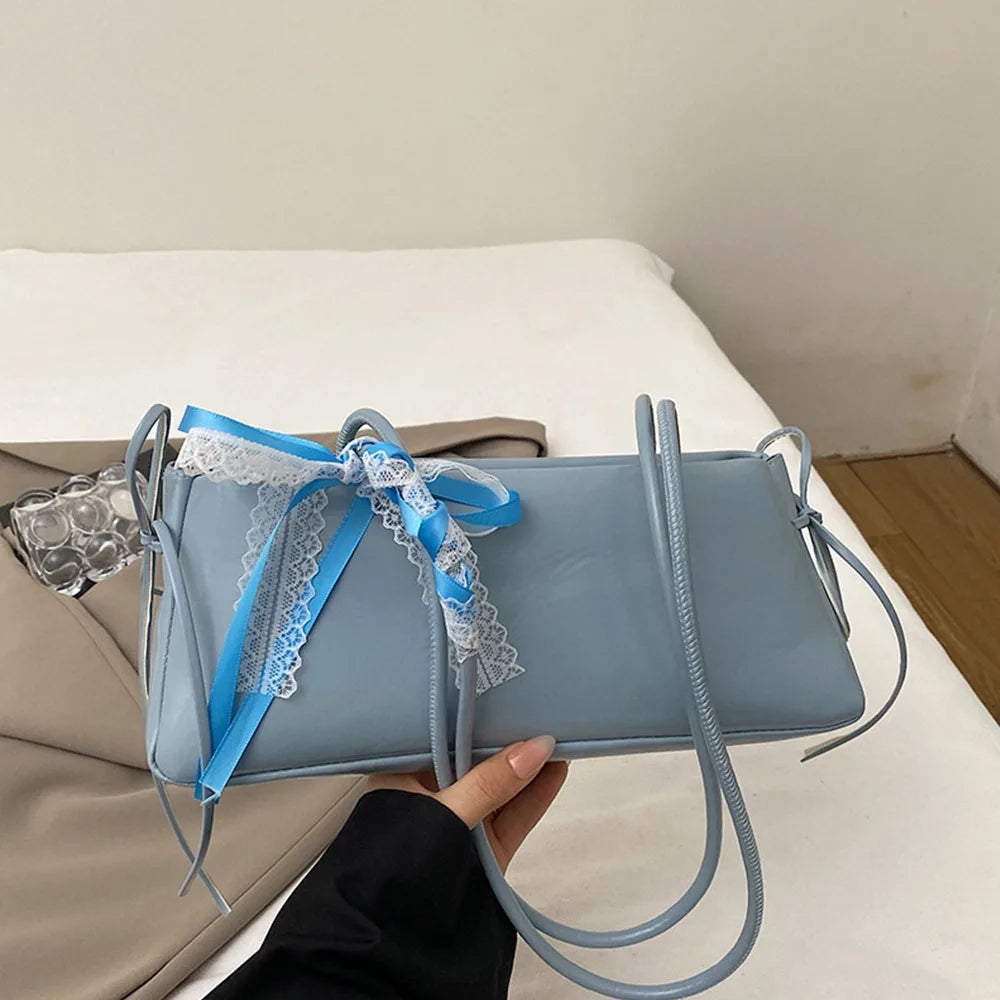 Y2K Trend PU Leather Work Shoulder Bag Large Capacity Simple Female Crossbody Bag Solid Color Commuting Bag Women Female