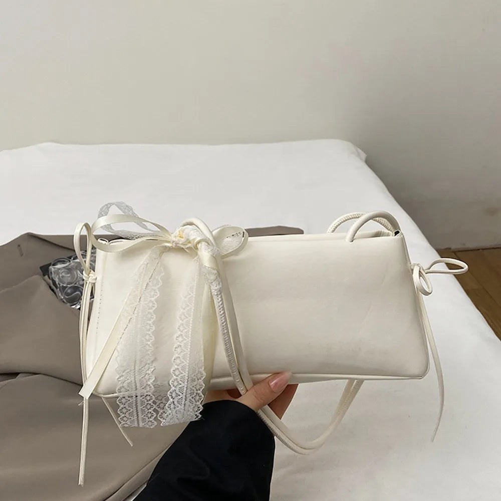 Y2K Trend PU Leather Work Shoulder Bag Large Capacity Simple Female Crossbody Bag Solid Color Commuting Bag Women Female