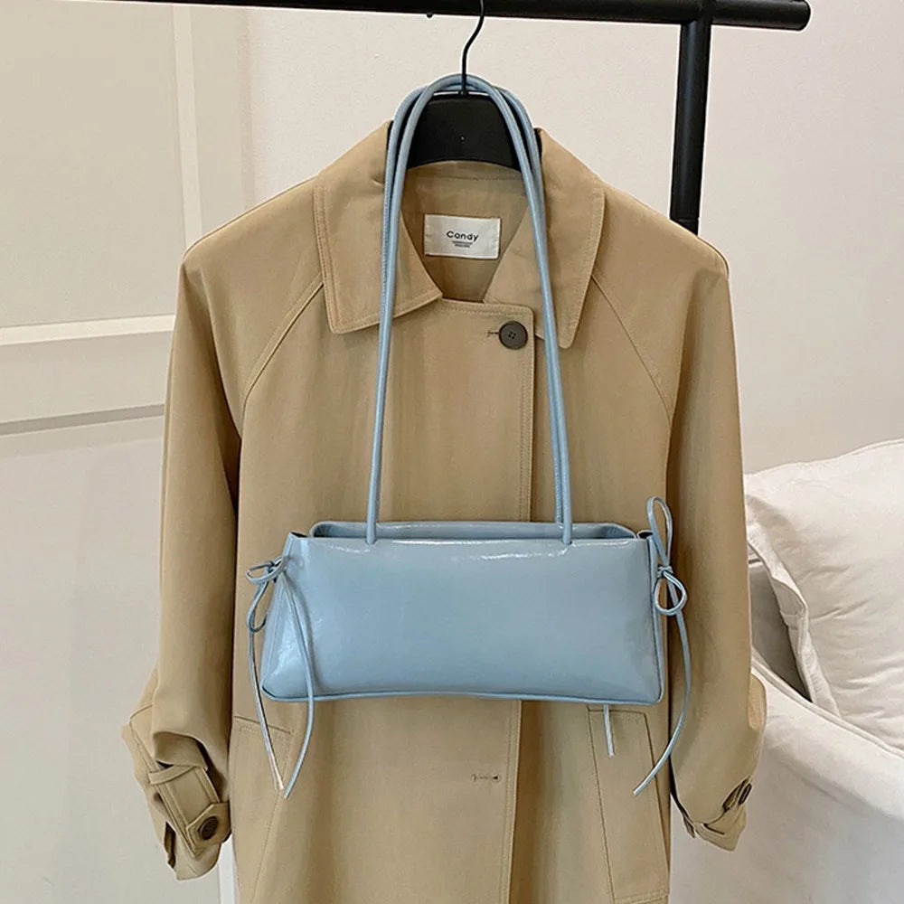 Y2K Trend PU Leather Work Shoulder Bag Large Capacity Simple Female Crossbody Bag Solid Color Commuting Bag Women Female