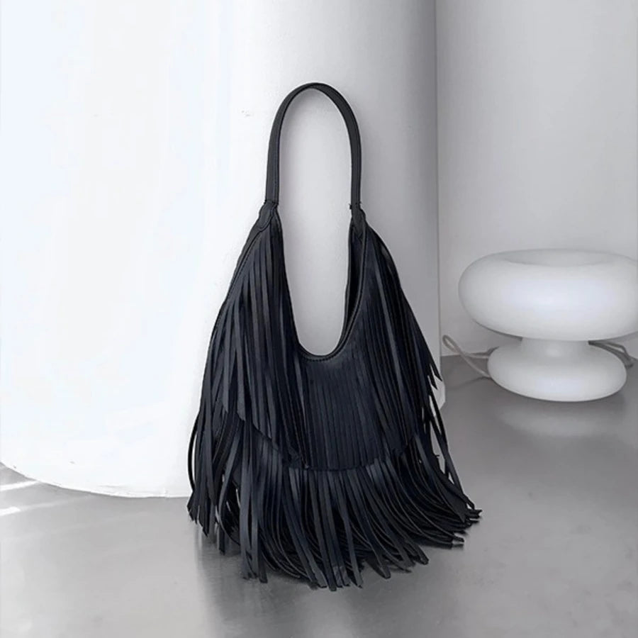 Long Tassels Women Handbag Fashion Shoulder Bags for Ladies Hand Bag Soft PU Leather Casual Hobos Armpit Bag Female Tote