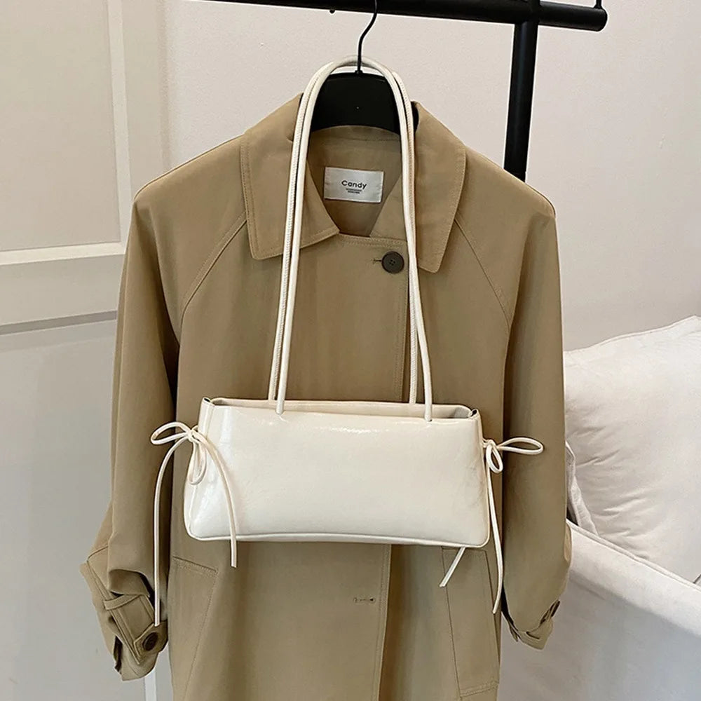 Y2K Trend PU Leather Work Shoulder Bag Large Capacity Simple Female Crossbody Bag Solid Color Commuting Bag Women Female