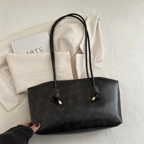 Y2K Trend PU Leather Work Shoulder Bag Large Capacity Simple Female Crossbody Bag Solid Color Commuting Bag Women Female