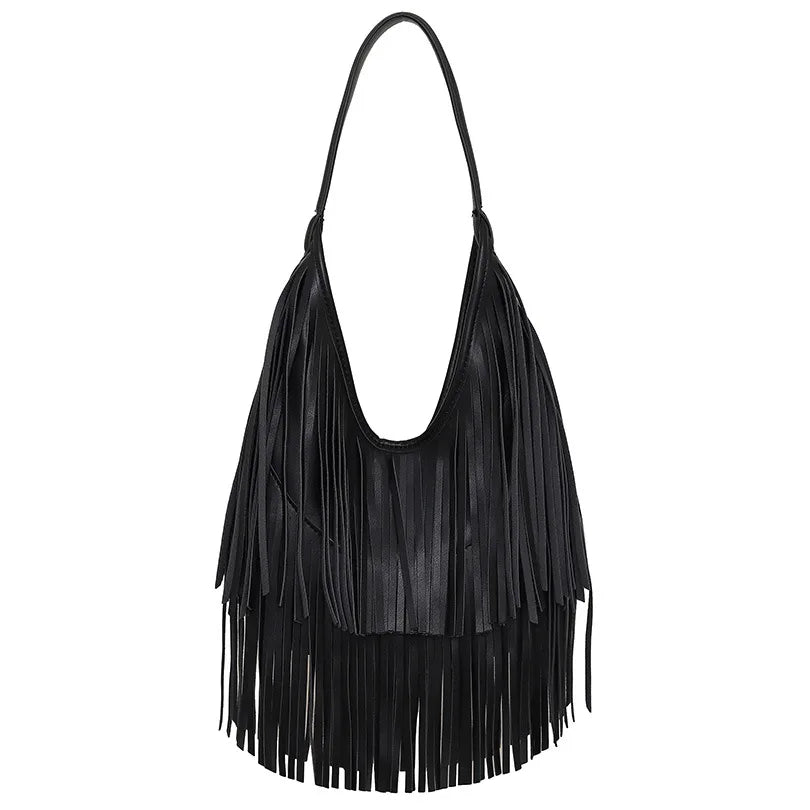Long Tassels Women Handbag Fashion Shoulder Bags for Ladies Hand Bag Soft PU Leather Casual Hobos Armpit Bag Female Tote